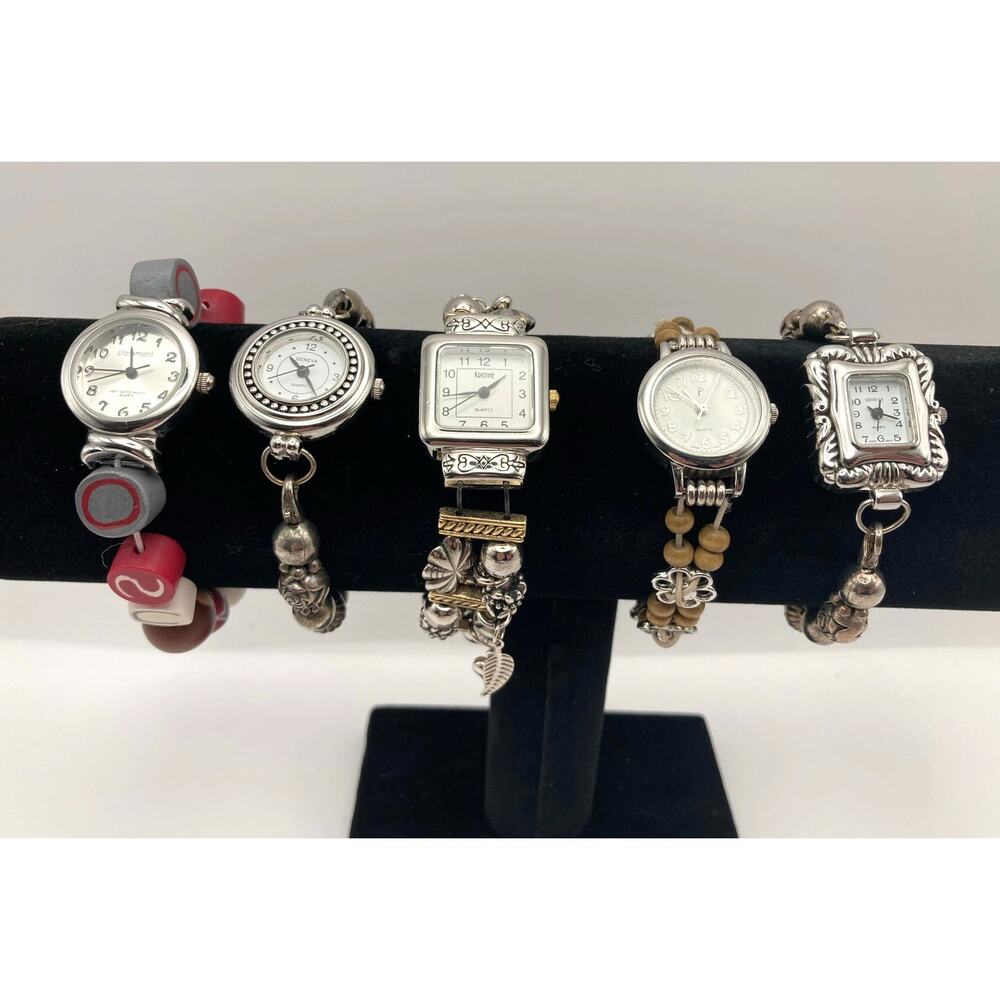 Women's Bulk Watch Lot Stretch Bands - Decorated - Fresh Batteries - 5 Watches